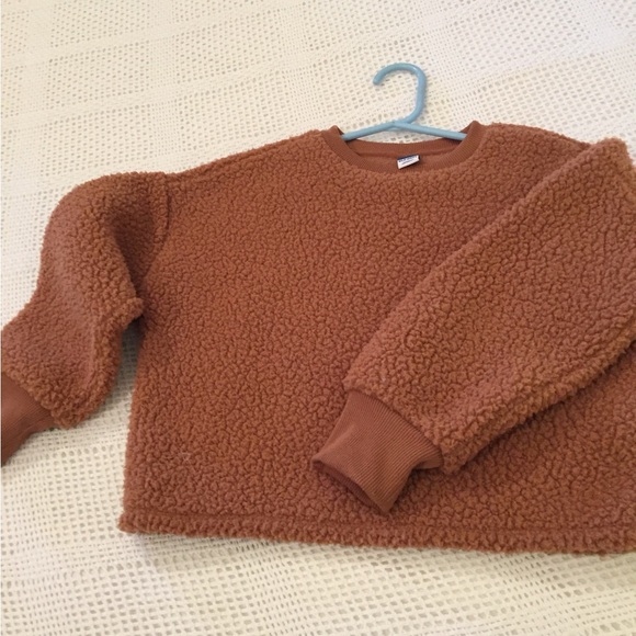 Teddy Bear Sweater sweatshirt Old Navy Girls 6/7 Sherpa sheepskin look sweater - Picture 5 of 5
